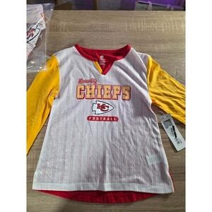 NFL Team Apparel Kansas City Chiefs Girls Long Sleeve Shirt Red‎ White Yw S 6-6X